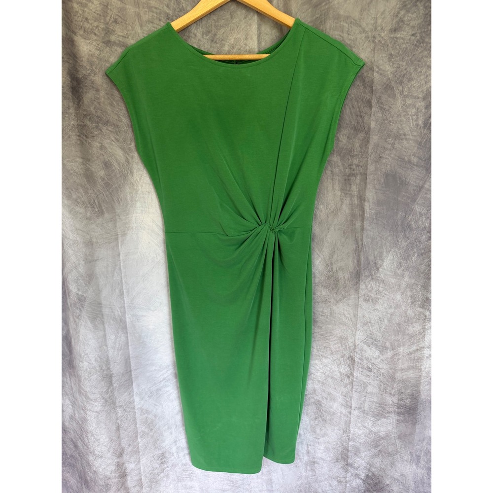 Nordstrom Rack Green Twist Front Sleeveless Sheath Dress XS Keyhole‎ Back